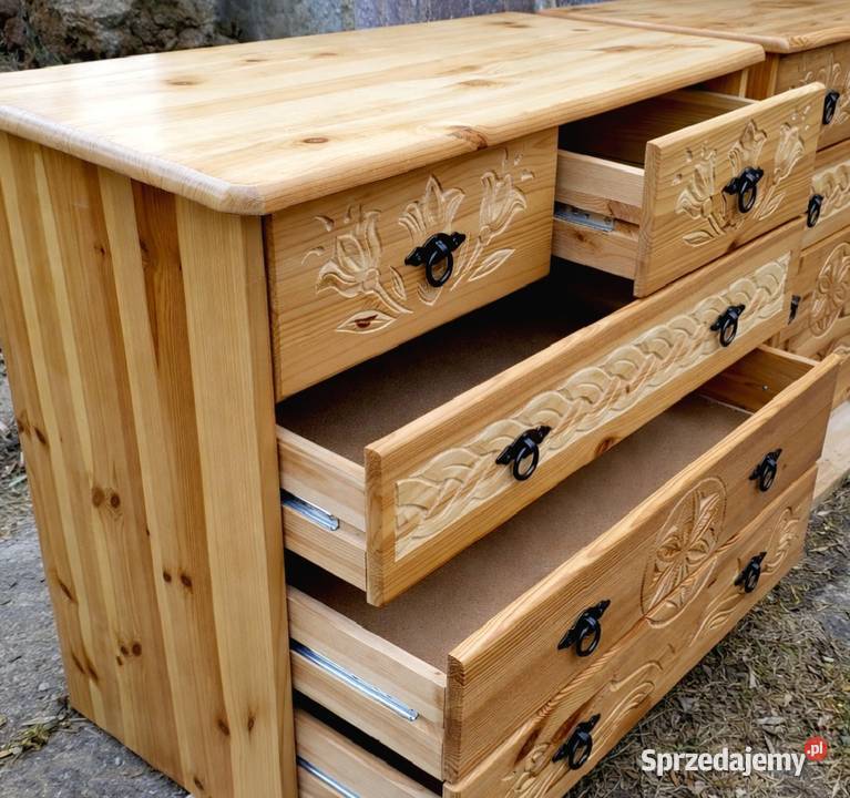 Komoda góralska drewniana z drewna lite drewno 81cm Nowy Sącz