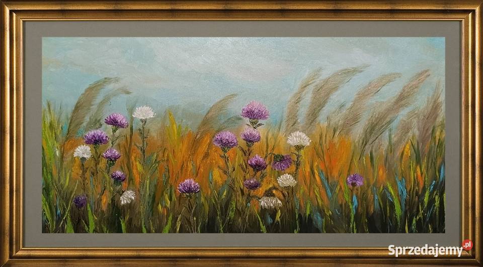 Obraz olejny Łączka z ostami lubelskie Lublin sprzedam