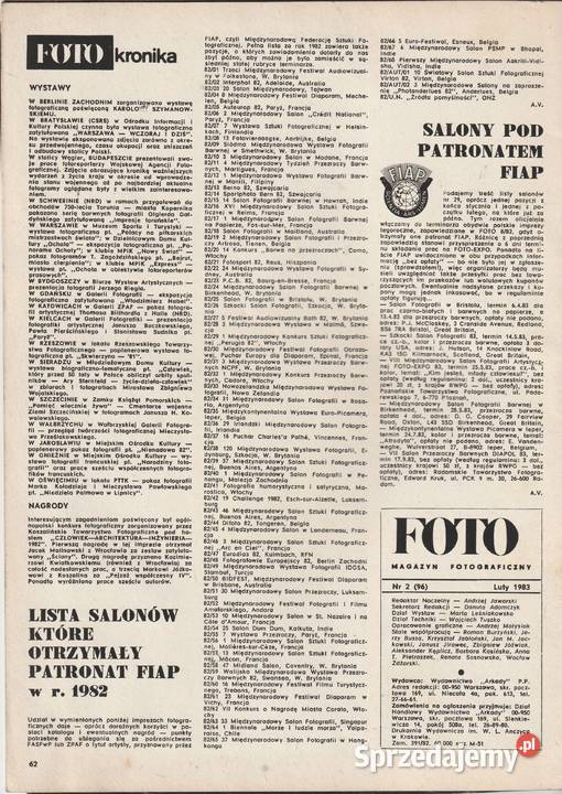 Magazyn fotograficzny Foto 21983 Rok wydania 1983 Czasopisma Pruszków sprzedam