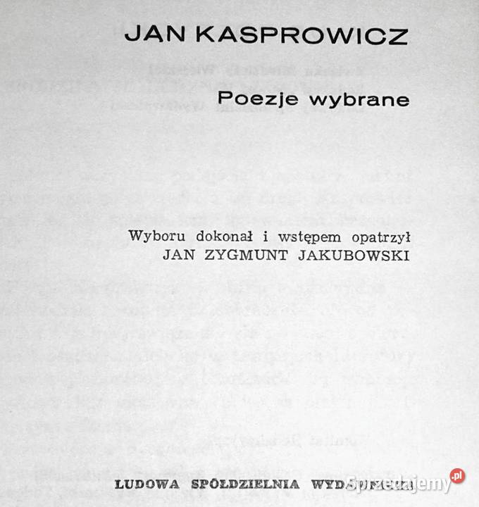 Poezje wybrane Jan Kasprowicz miękka Chełm sprzedam