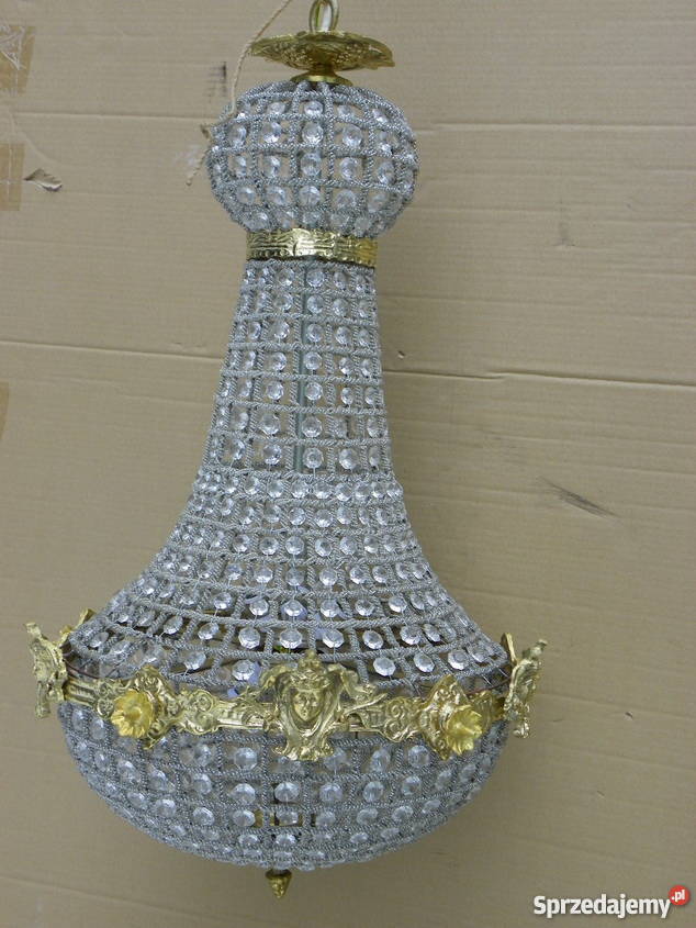 LAMPA KRYSZTAŁOWY ŻYRANDOL OKUTY MOSIĄDZEM