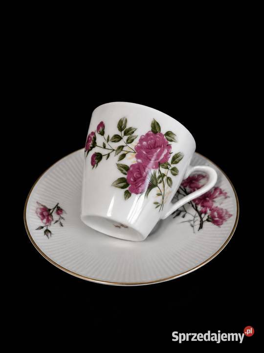 Chińska filiżanka ze spodkiem Porcelana w róże Antyki, Sztuka, Kolekcje łódzkie Poddębice