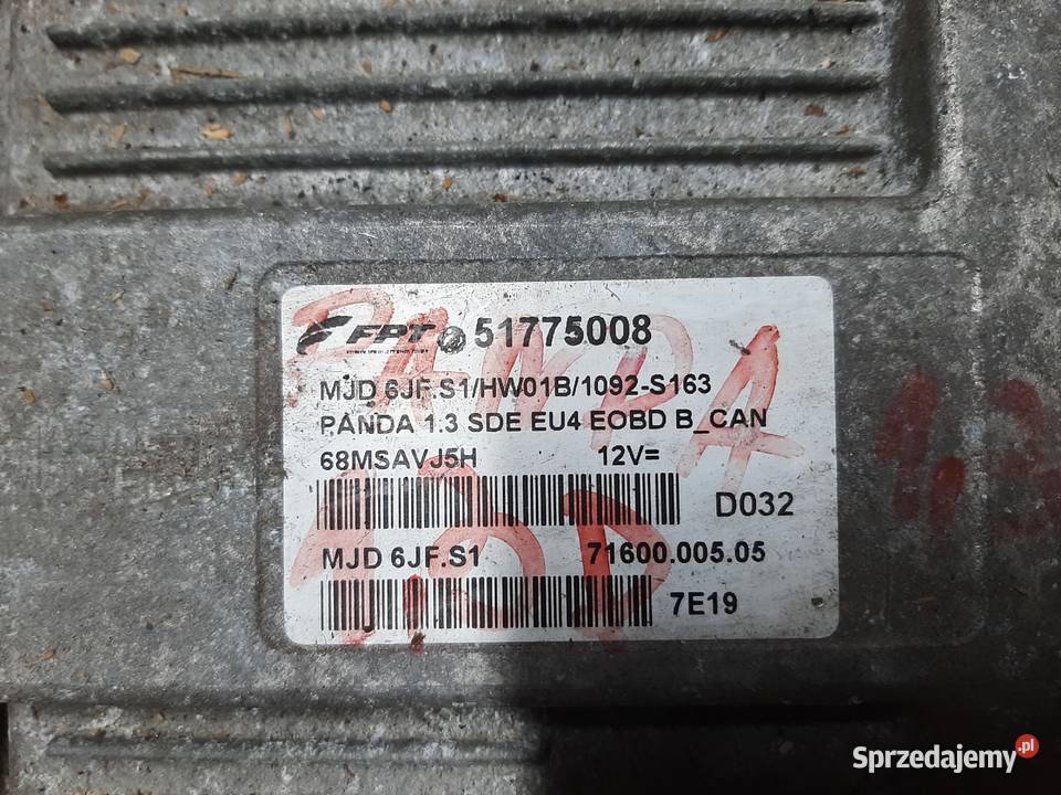 KOMPUTER ECU FIAT PANDA 13 51775008 FGP MJD6JFS1 Ksawerów