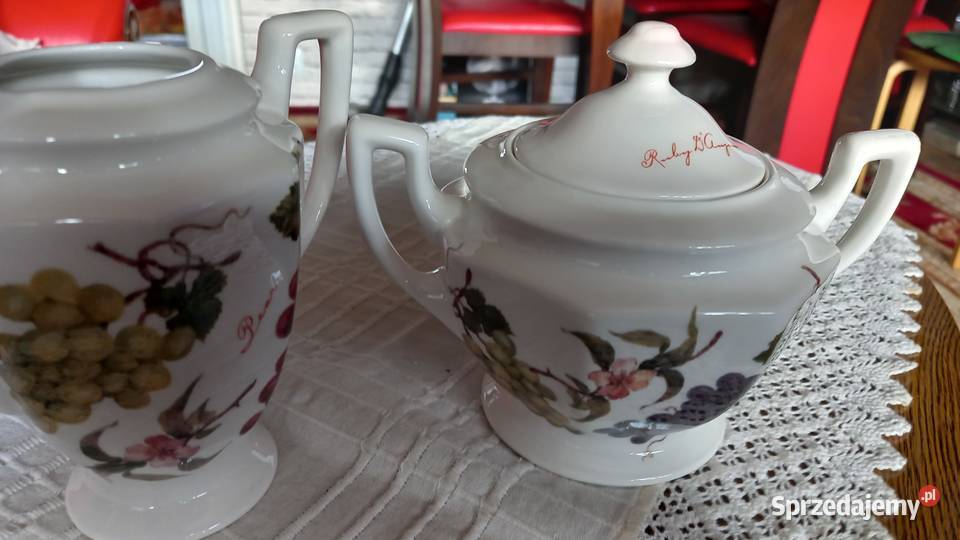 Porcelanowa duża cukiernica na stopce i inne Warszawa