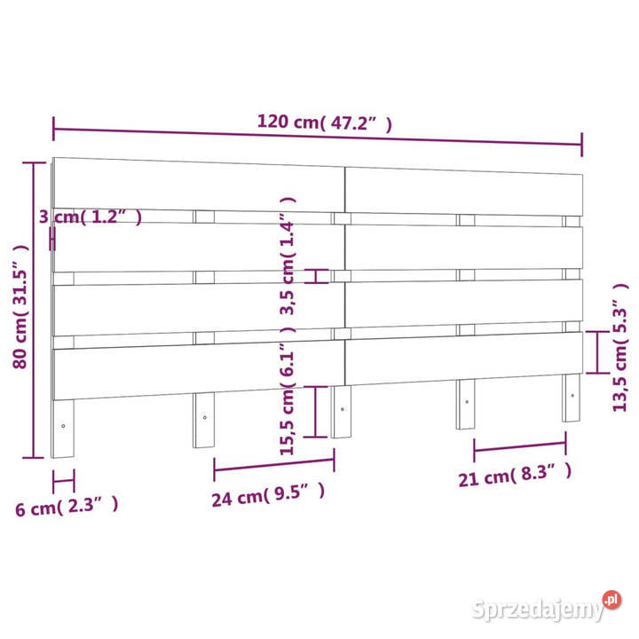 Wezgłowie łóżka 120x3x80 lite drewno sosnowe