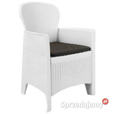 vidaXL Krzesła ogrodowe z poduszkami 2 białe Ogród mazowieckie