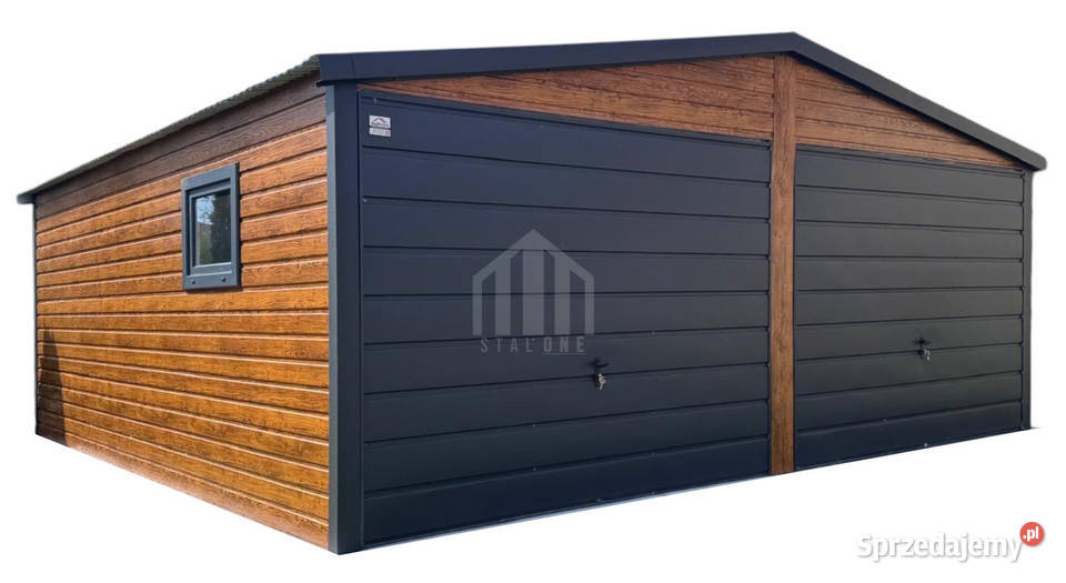 Garaż blaszany 6x6m 2x brama uchylna okno 36m2 wielkopolskie Konin