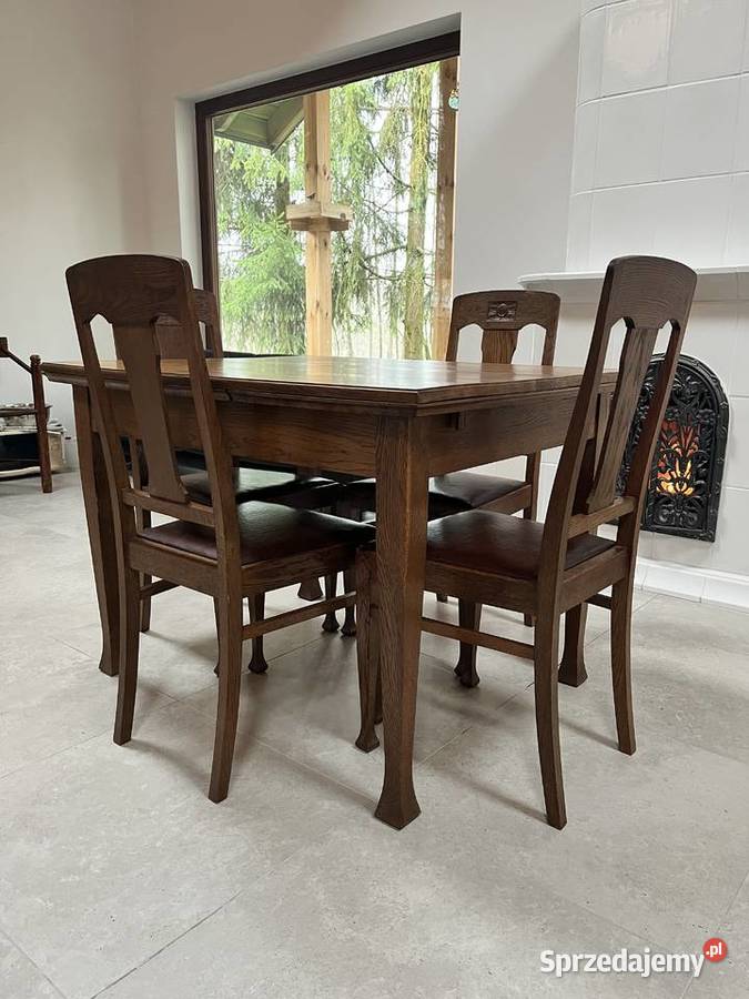 Stół + 4 krzesła, antyk, secesja