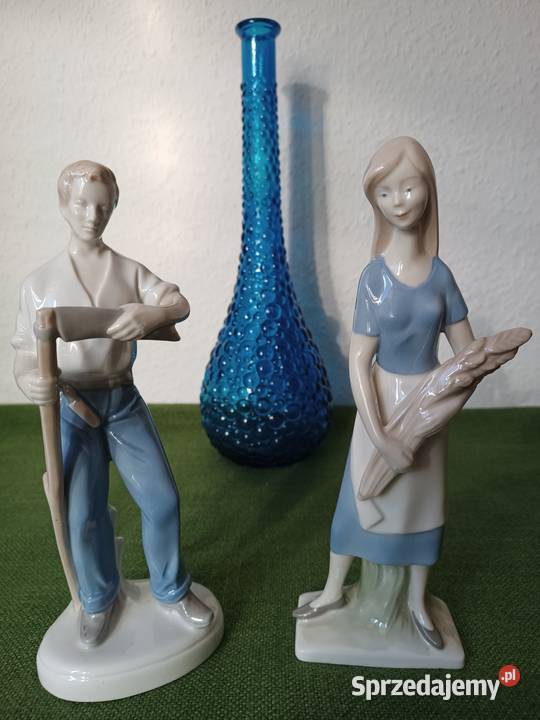 Figurki z porcelany żniwiarz i żniwiarka Gorlice