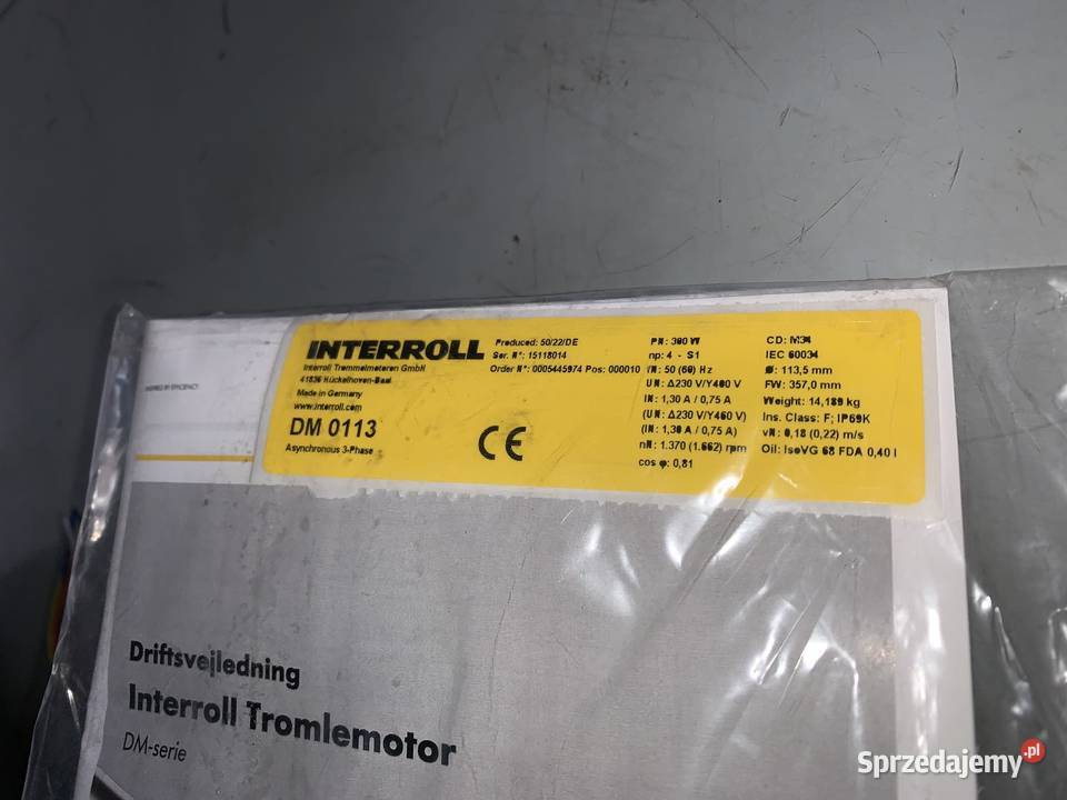 Interroll DM 0113 Drum Motor 300W 1135mm x 357mm Warszawa sprzedam