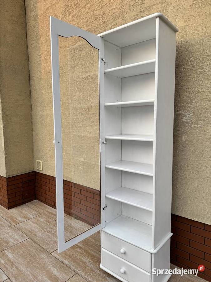 Witryna drewniana wąska słupek kredens półki Kredensy i witryny mazowieckie Sulbiny