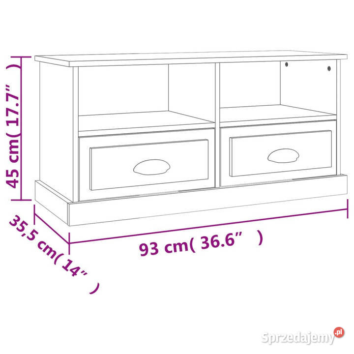 Szafka pod TV przydymiony dąb 93x355x45 WM816469 Warszawa sprzedam
