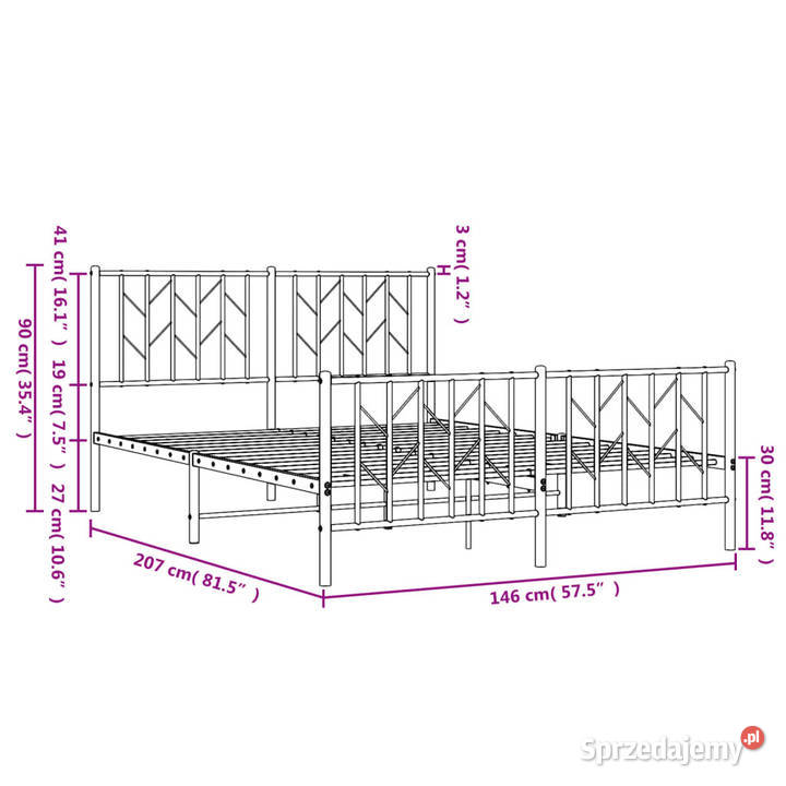 Łóżko Metalowe Białe Rama Łóżka Ze Stelażem 90cm sprzedam