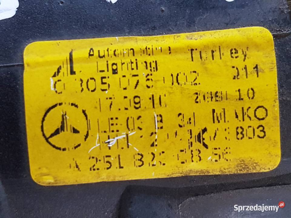 MERCEDES A KLASA W169 HALOGEN PRAWY 0305076002 Turek