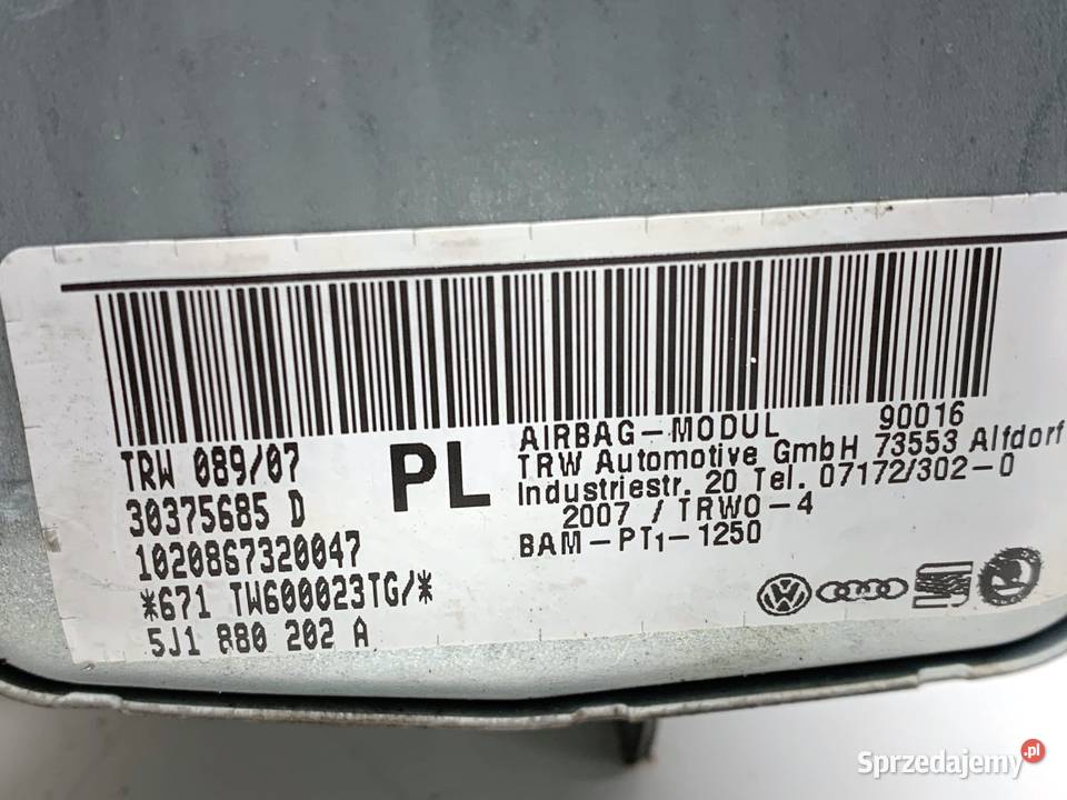 PODUSZKA POWIETRZNA PASAŻERA SKODA ROOMSTER