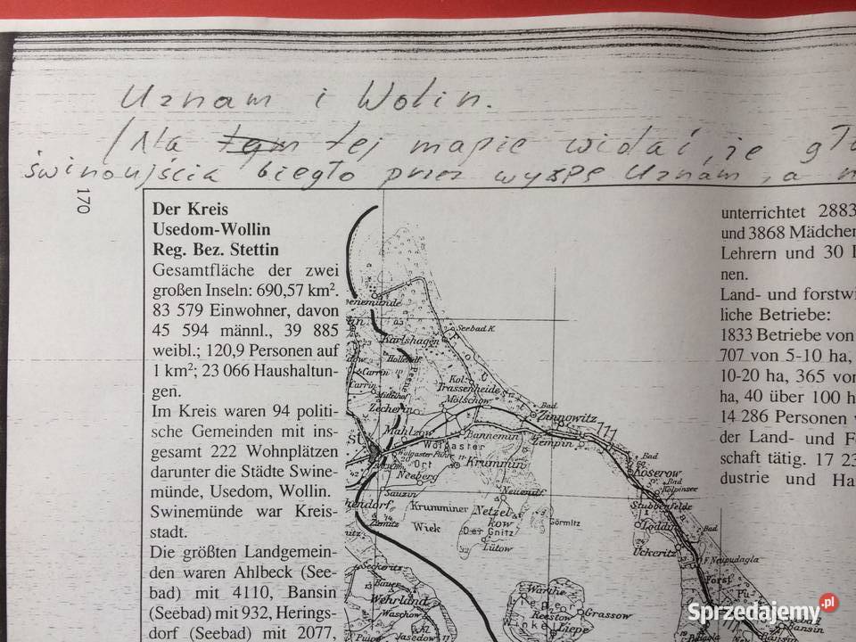 452 Niemiecka Mapa Uznam I Wolina Szczecin