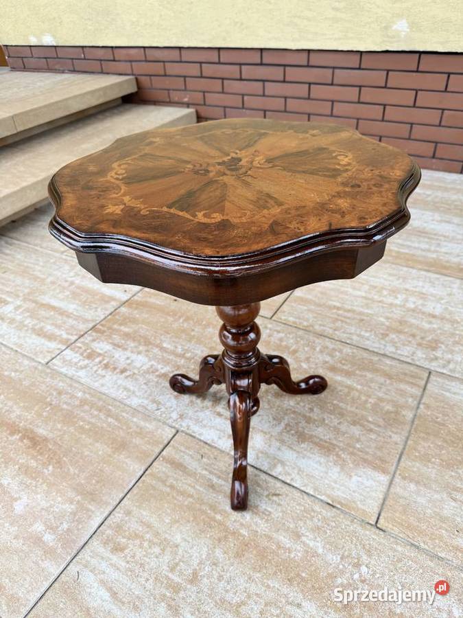 Stolik stylowy z intarsją retro vintage włoski Stoliki kawowe i ławy Sulbiny sprzedam