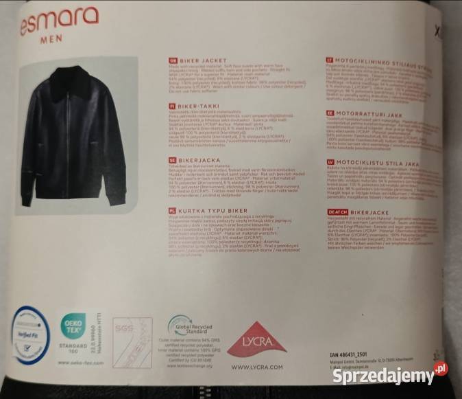 ESMARA Men kurtka męska biker kolor czarny Ełk sprzedam