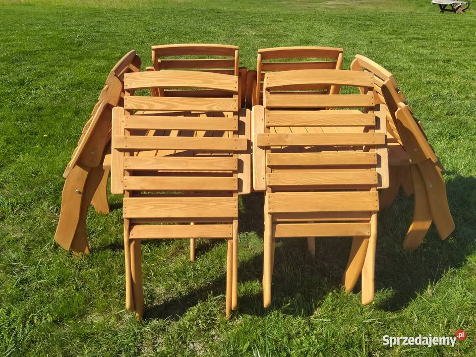 Meble ogrodowe drewniane składane typ X Kalety