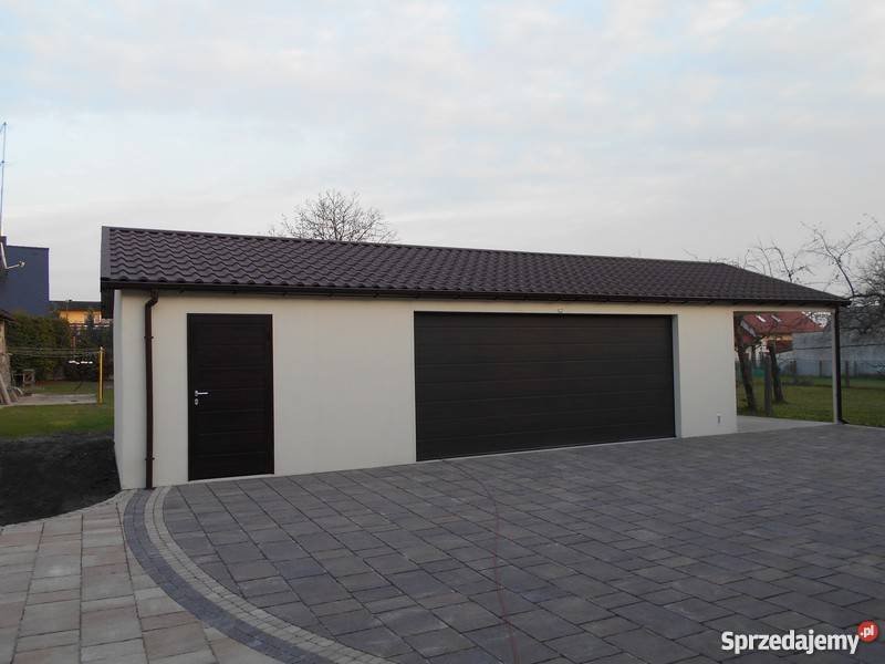 nowoczesne garaże blaszane tynkowane blacha Cieszyn