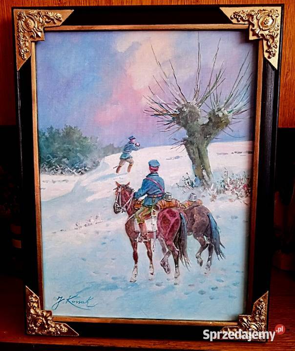 ZWIAD UŁANÓW OBRAZ OLEJNY NA PŁÓTNIEJKOSSAK Jelenia Góra