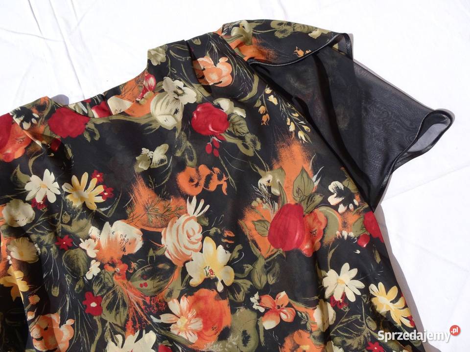 Elegancka Bluzka Tunika z Szyfonem 44 46 czarny Nowy Sącz
