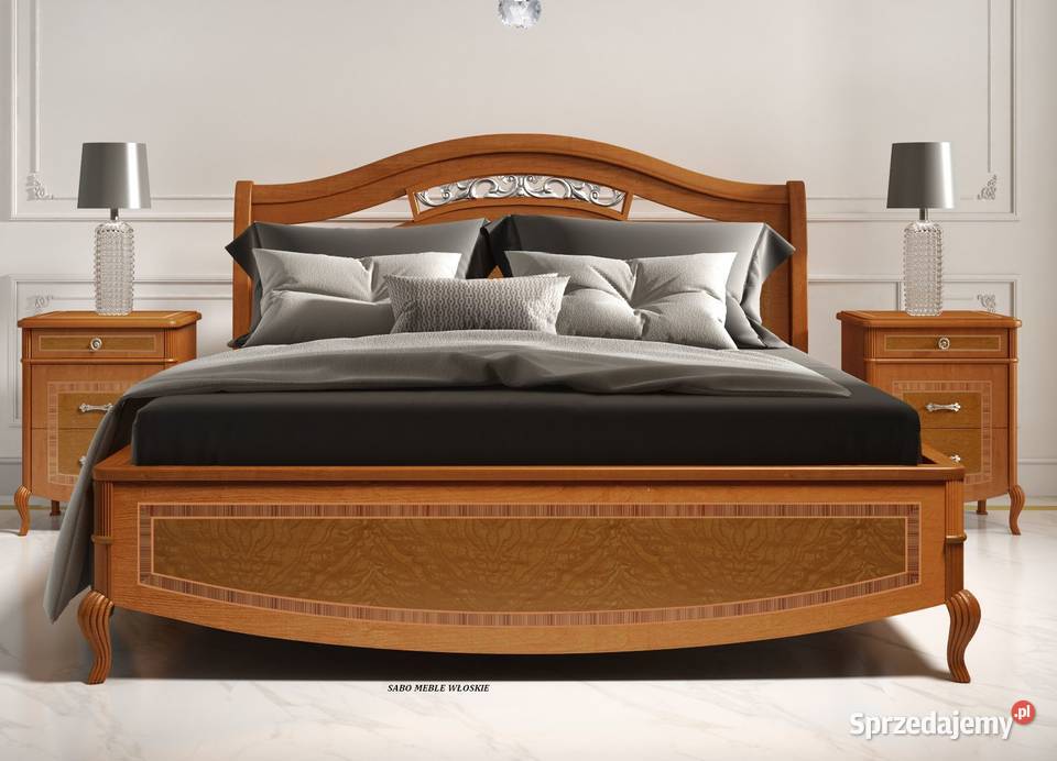 Klasyczne włoskie łóżko drewniane w stylu Glamour orzechowe