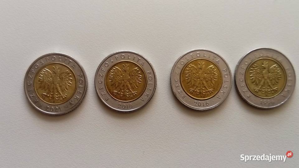 Zestaw monet 5 2021 2018 2016 1996 r Numizmatyka Mosina