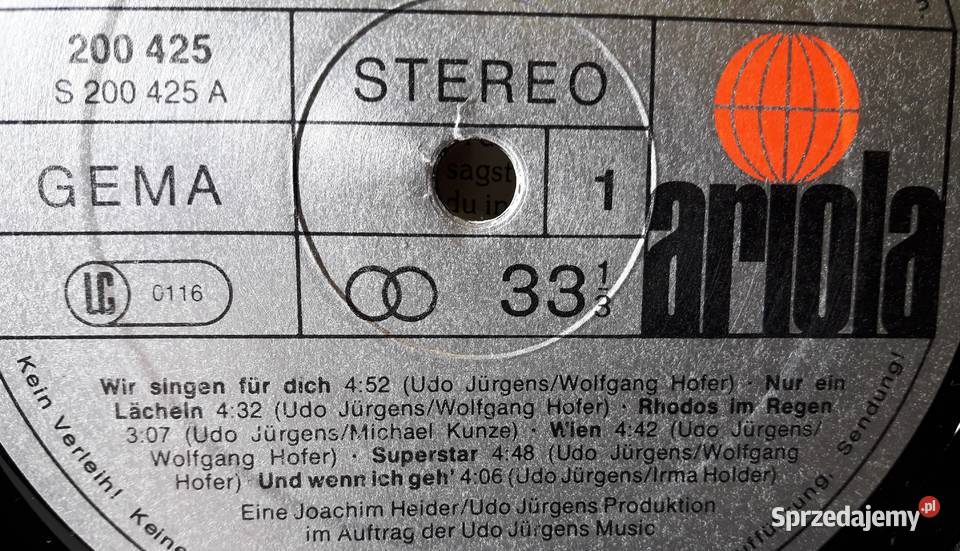 UDO JURGENS JEDEN UŚMIECH NUR EIN LACHELN małopolskie Myślachowice