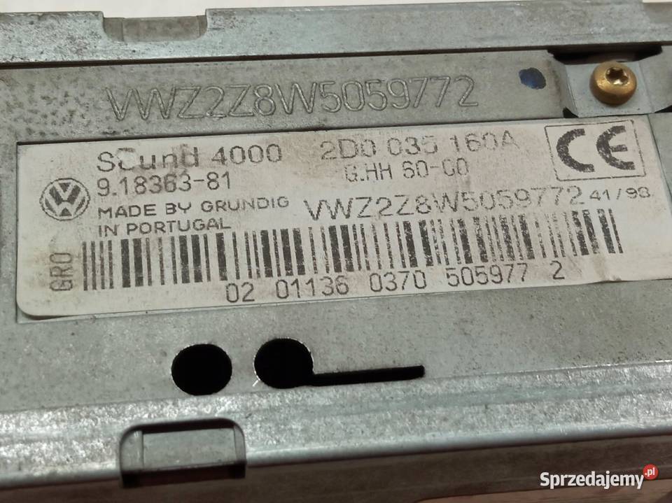 RADIO SOUND 4000 2D0035160A VW Volkswagen LT II Sprzęt audio fabryczny
