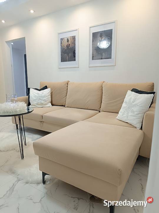 Narożnik rozkładany Milano welurowy beżowy Olkusz sprzedam