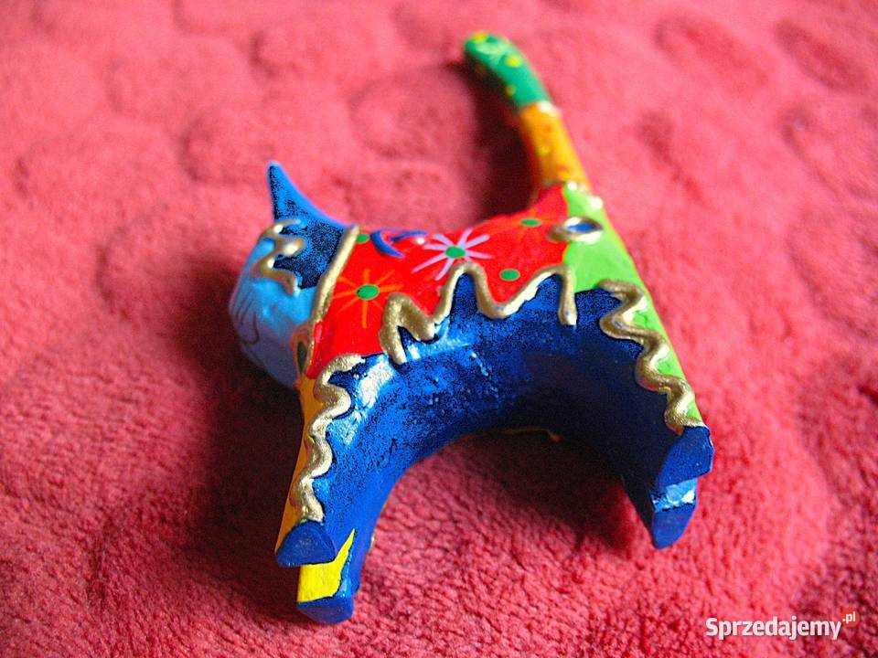 KOT Na pierścionki Drewno Stara rzeźba 115 x 55 wielokolorowy Siedlce