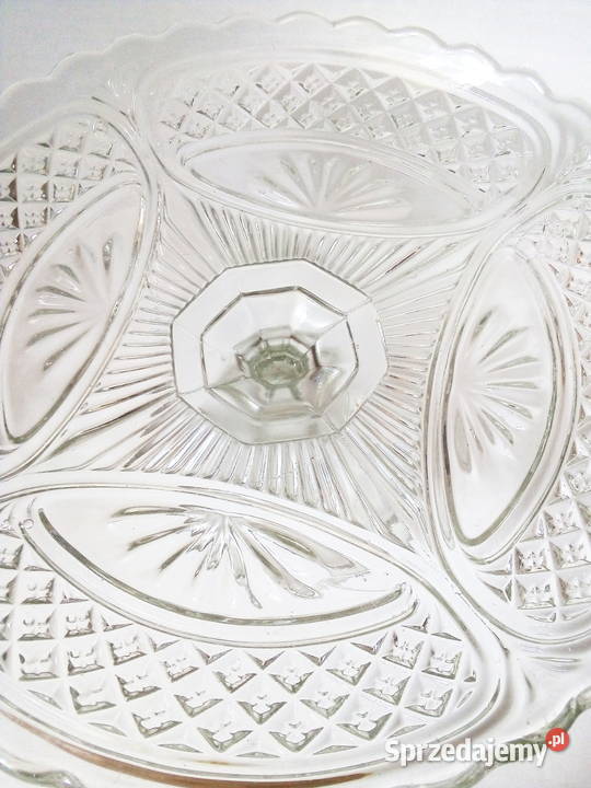 duża patera na nodze Hortensja vintage PRL art Częstochowa