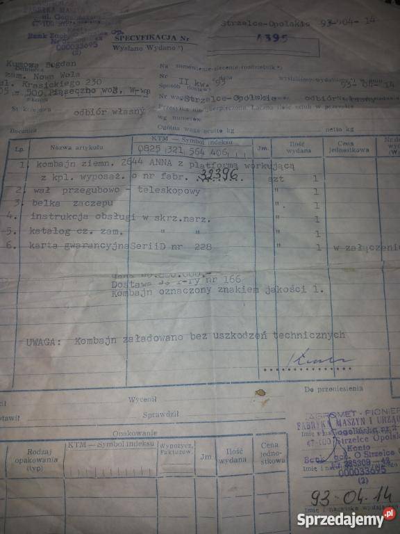 kombajn ziemniaczany ANNA mazowieckie