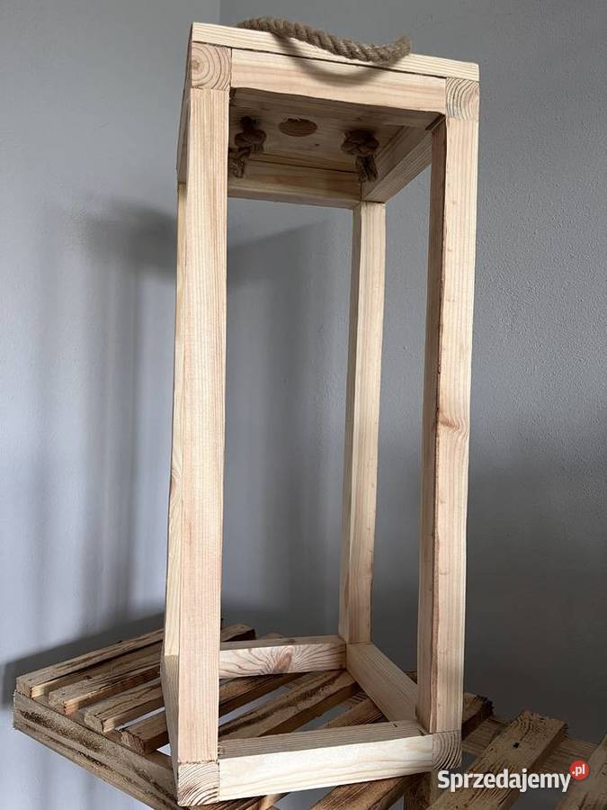 Piękny drewniany lampion handmade rękodzieło