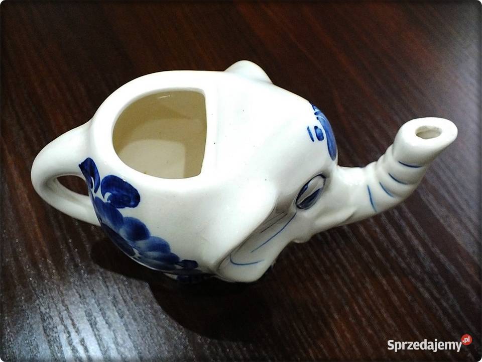 Figurka SŁOŃ ręcznie malowany Mlecznik ceramika Żary