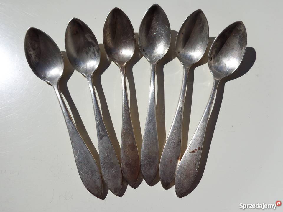 Komplet 6 łyżeczek srebrnych z widoczną próbą inny kolor Warszawa