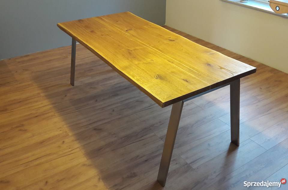 LIVIO Nowoczesny stół dębowy stal nierdzewna Dobrodzień sprzedam