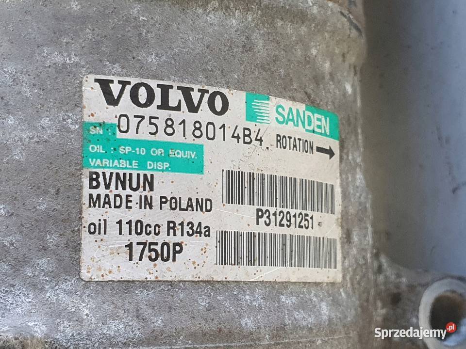 SPRĘŻARKA KLIMATYZACJI Volvo S60 II 16 D2 osobowe lubelskie Rudka