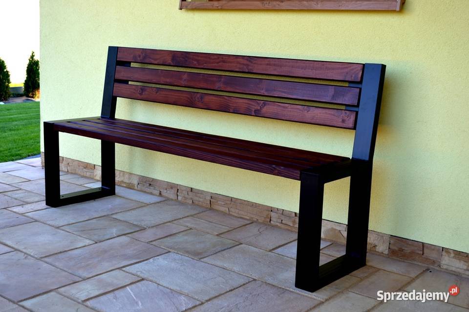 Ławka ogrodowa z oparciem miejska parkowa małopolskie Kraków