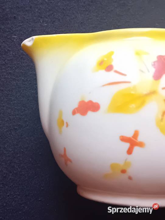 Patera fajansowy mlecznik art deco Spritzdekor Porcelana i szkło Koźminek