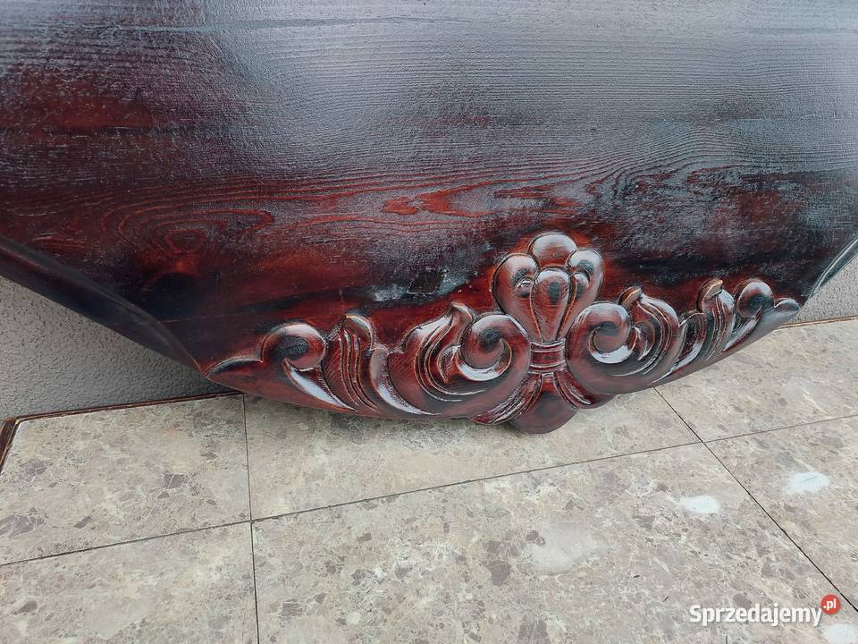 Stara solidna półka duża 1505 rzeźbienia ciemny Tczew