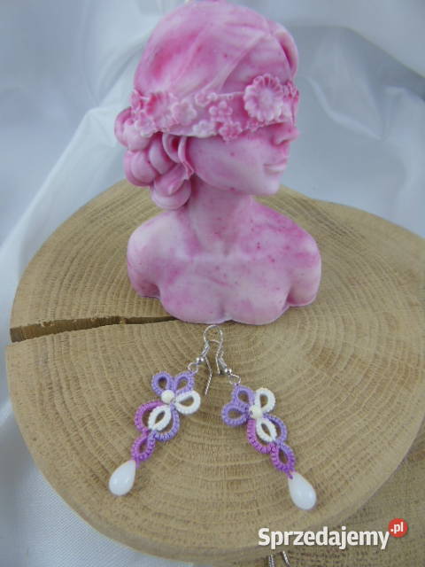 Kolczyki frywolitkowe różne wzory i kolory małopolskie Wiśniowa
