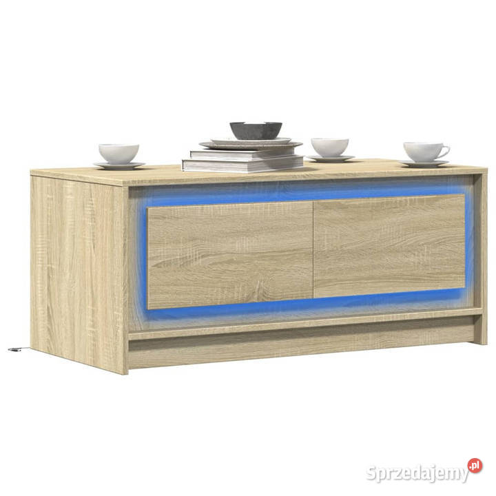 Stolik kawowy z LED dąb sonoma materiał Warszawa