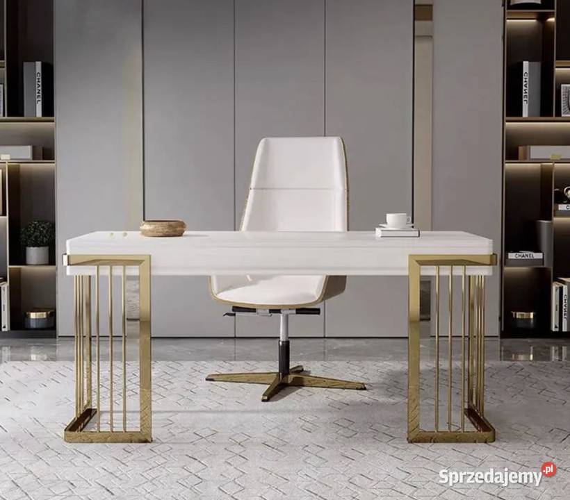Nowoczesne złote biurko białe biurko kosmetyczne