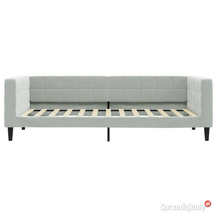 Sofa z funkcją spania jasnoszara obita aksamitem 223cm mazowieckie Warszawa