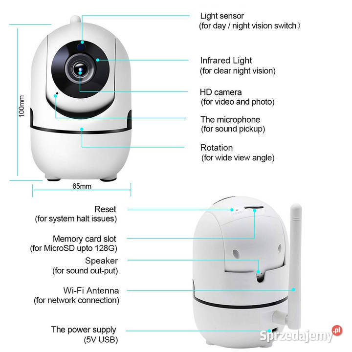 Kamera WiFi IP FullHD 1080p wewnętrzna kamera Bydgoszcz