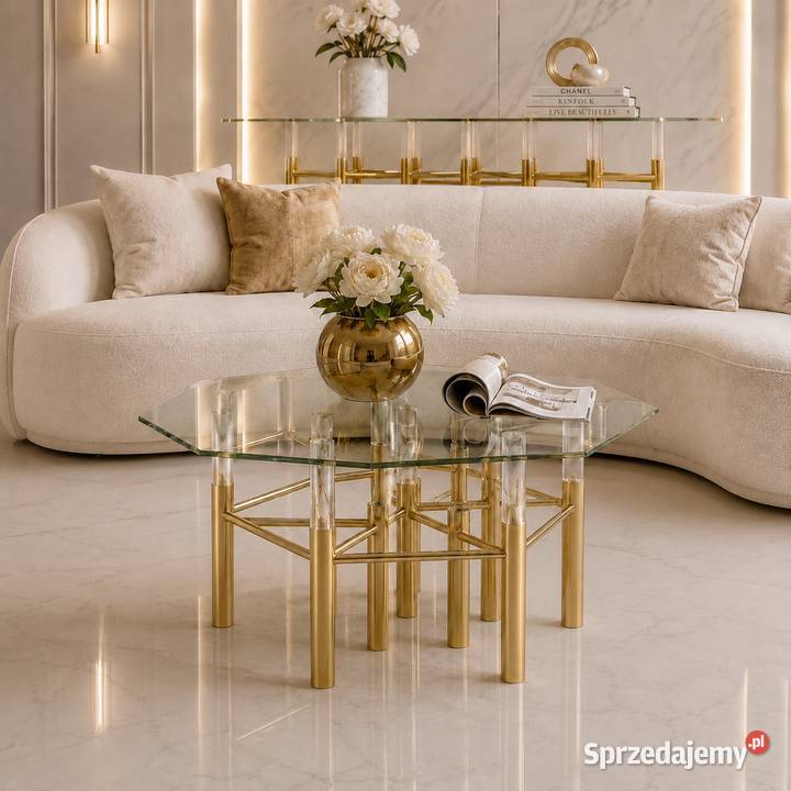Nowoczesny stolik kawowy złoty ława Glamour małopolskie