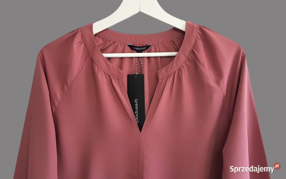 Damska elegancka bluzka różowa z długim rękawem Chrzanów