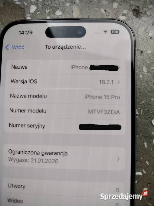 Apple iPhone 15 PRO 1T Natural Titanium szary Wałbrzych
